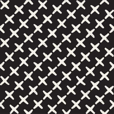 Elle çizilmiş stil etnik seamless modeli. Grungy geometrik şekiller arka plan siyah ve beyaz.