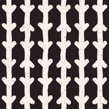 Elle çizilmiş stil etnik seamless modeli. Grungy geometrik şekiller arka plan siyah ve beyaz.