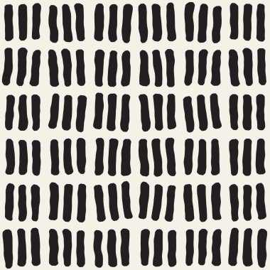 El çekilmiş siyah beyaz mürekkep soyut seamless modeli. Vektör şık grunge doku. Tek renkli geometrik shappes boya fırça satırları