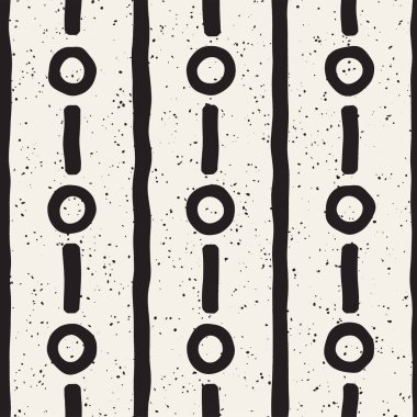 Elle çizilmiş stil etnik seamless modeli. Grungy geometrik şekiller arka plan siyah ve beyaz.