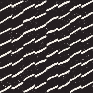 El ile Dikişsiz desen fırça darbeleriyle çizilmiş. Doodle grunge illüstrasyon mürekkep. Geometrik tek renkli vektör desen.