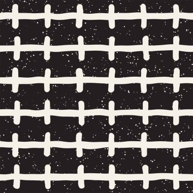 Elle çizilmiş stil etnik seamless modeli. Grungy geometrik şekiller arka plan siyah ve beyaz.