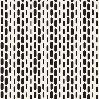 Siyah ve beyaz düzensiz kesik çizgiler desen yuvarlanır. Modern soyut vektör sorunsuz arka plan. Şık kaotik dikdörtgen çizgili Mosai