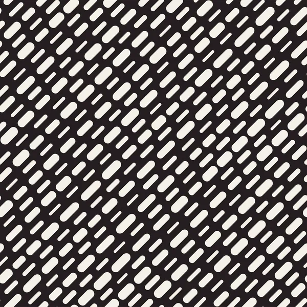 不規則な黒と白の破線パターンを丸められます 現代の抽象的なベクトルのシームレスな背景 スタイリッシュな混沌とした四角形のストライプ Mosai — ストックベクタ