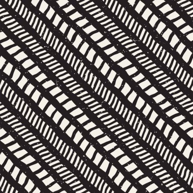 El ile Dikişsiz desen fırça darbeleriyle çizilmiş. Doodle grunge illüstrasyon mürekkep. Geometrik tek renkli vektör desen.