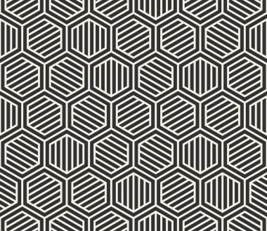 Vektör kusursuz desen. Modern stil soyut doku. Çizgili elementten geometrik fayanslar tekrarlanıyor
