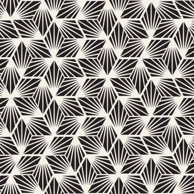 Vektörsüz çizgili desen. Monokrom sarmallı modern stil dokusu. Geometrik altıgen ızgara tekrarlanıyor. Basit kafes grafik tasarımı.