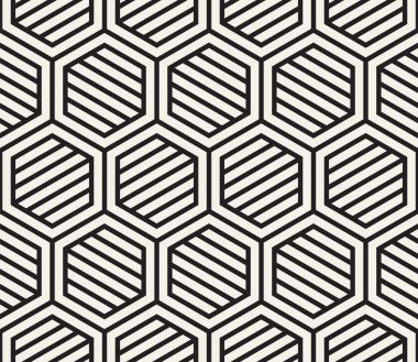 Vektör kusursuz desen. Modern stil soyut doku. Çizgili elementten geometrik fayanslar tekrarlanıyor