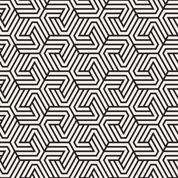 矢量无缝抽象形状模式 现代时尚条纹纹理 用六边形元素重复几何瓦片 — 图库矢量图片