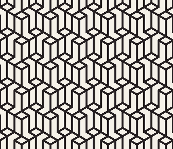 Векторный бесшовный шаблон. Современная стильная абстрактная текстура. Повторение геометрических фигур из полосатых элементов
