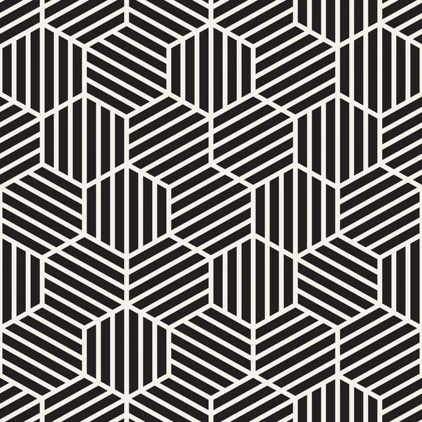 Рисунок векторных бесшовных полос. Современная стильная текстура с монохромными решетками. Повторяю геометрическую шестиугольную сетку. Простая конструкция решётки . — стоковый вектор