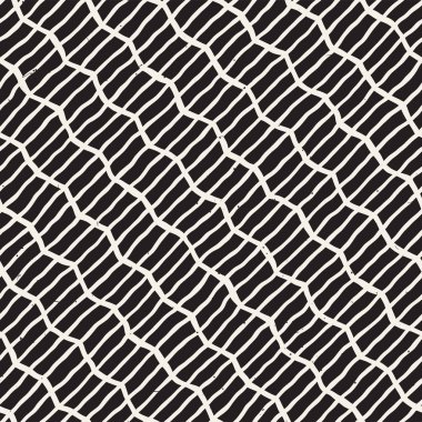 Elle çizilmiş stil seamless modeli. Soyut geometrik döşeme arka plan siyah ve beyaz. Vektör doodle hat kafes