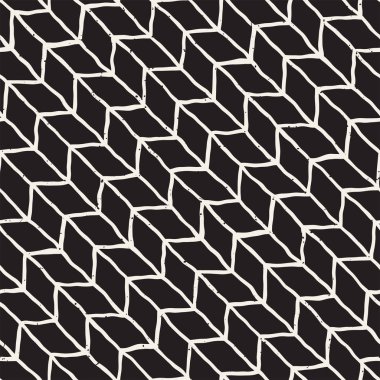 Elle çizilmiş stil seamless modeli. Soyut geometrik döşeme arka plan siyah ve beyaz. Vektör doodle hat kafes