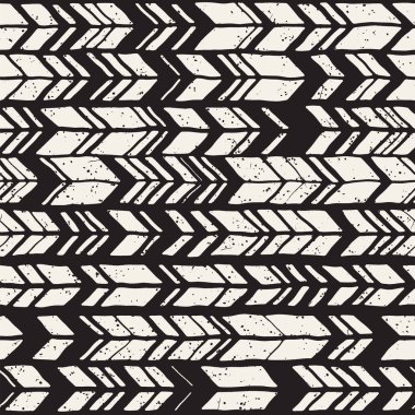 Vektör Dikişsiz serbest desen. Tek renkli yazdırma elle çizilmiş chevron doku doodle. Modern grafik tasarım.