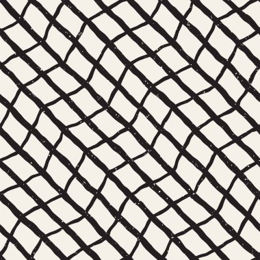 Elle çizilmiş stil seamless modeli. Soyut geometrik döşeme arka plan siyah ve beyaz. Vektör doodle hat kafes
