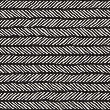 Elle çizilmiş stil seamless modeli. Soyut geometrik döşeme arka plan siyah ve beyaz. Vektör doodle hat kafes