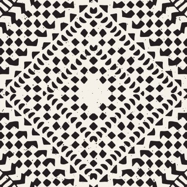 Dikişsiz desen etnik ve kabile. Elle çizilmiş süs şeritler. Siyah ve beyaz, tekstil baskı. Vektör geometrik arka plan.