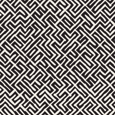 Sorunsuz soyut çizilmiş desen ver. Vektör Serbest çizgiler arka plan doku. Mürekkep fırça darbeleri basit geometrik tasarım.