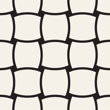 Vektör eğri şekiller kılavuzu olan geometrik seamless modeli. Soyut tek renkli kafes doku yuvarlanır. Modern yinelenen Tekstil arka plan tasarımı