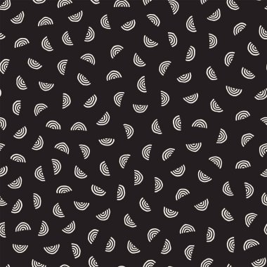 Sorunsuz vektör kaotik desen. Geometrik şekiller rastgele dağılmış. Retro arka plan