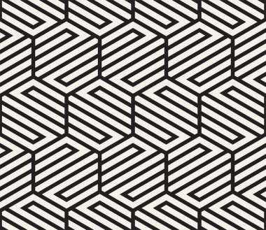 Vektör kusursuz desen. Modern stil soyut doku. Çizgili elementten geometrik fayanslar tekrarlanıyor