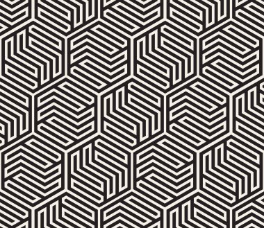 Vektör kusursuz desen. Modern stil soyut doku. Çizgili elementten geometrik fayanslar tekrarlanıyor