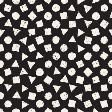 Elle çizilmiş siyah beyaz mürekkep soyut, pürüzsüz desen. Vektör stili grunge dokusu. Tek renkli geometrik dağınık şekiller boya fırça çizgileri