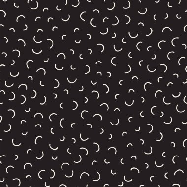 Sorunsuz vektör kaotik desen. Geometrik şekiller rastgele dağılmış. Retro arka plan