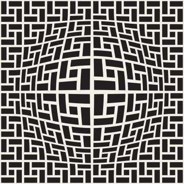 Yarı ton davul gibi şişmiş etkisi optik yanılsama. Geometrik arka plan tasarlamak. Vektör Dikişsiz retro siyah-beyaz desen.