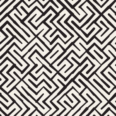 Sorunsuz soyut çizilmiş desen ver. Vektör Serbest çizgiler arka plan doku. Mürekkep fırça darbeleri basit geometrik tasarım.