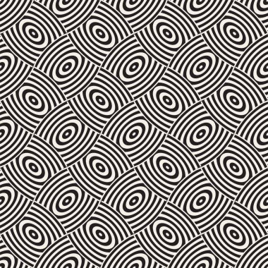 Vektör eğri şekiller kılavuzu olan geometrik seamless modeli. Soyut tek renkli kafes doku yuvarlanır. Modern yinelenen Tekstil arka plan tasarımı