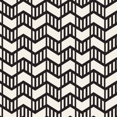 Vektör sorunsuz zikzak çizgi deseni. Şık geometrik arka plan. Tek renkli kafes arka plan yinelenen