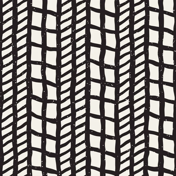 Handgetekende Stijl Naadloos Patroon Abstract Geometrische Tegelachtergrond Zwart Wit Vector — Stockvector