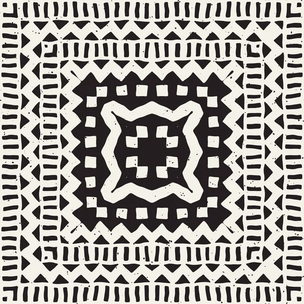 Dikişsiz desen etnik ve kabile. Elle çizilmiş süs şeritler. Siyah ve beyaz, tekstil baskı. Vektör geometrik arka plan.