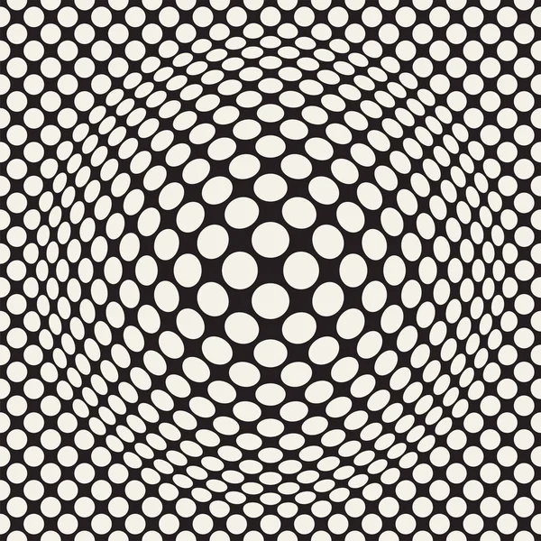 半色调膨胀效应光学错觉 抽象的几何背景设计 矢量无缝复古黑白图案 — 图库矢量图片