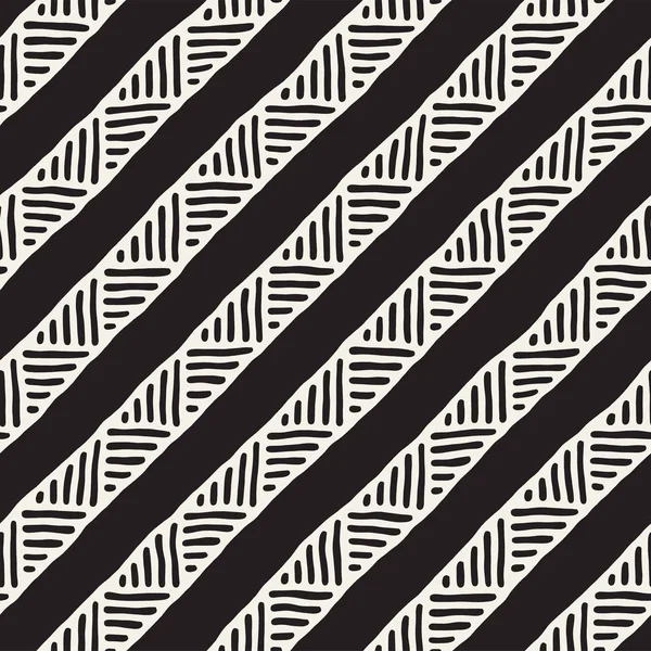 Kesintisiz Geometrik Doodle Desen Siyah Beyaz Adstract Çizilmiş Çizgiler Retro — Stok Vektör