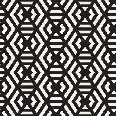 Vektörsüz çizgili desen. Monokrom sarmallı modern stil dokusu. Geometrik altıgen ızgara tekrarlanıyor. Basit kafes grafik tasarımı.