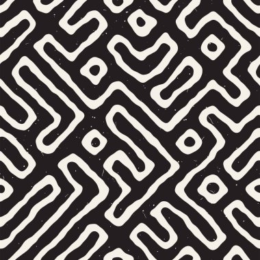 Labirent çizgileri ile Seamless modeli. Tek renkli arka plan aşınmış. Vektör el çekilmiş labyrinth.