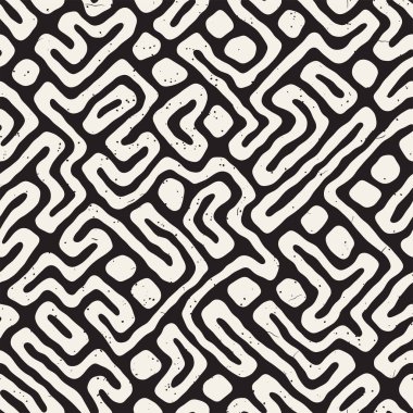 Labirent çizgileri ile Seamless modeli. Tek renkli arka plan aşınmış. Vektör el çekilmiş labyrinth.