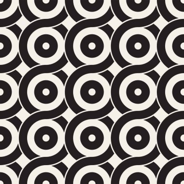 Vektör sorunsuz yuvarlak hatları doku. Modern geometrik dairesel şekil arka plan. Tek renkli yinelenen desen kemerler ile.