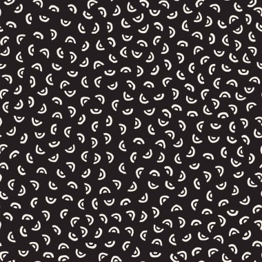 Sorunsuz vektör kaotik desen. Geometrik şekiller rastgele dağılmış. Retro arka plan