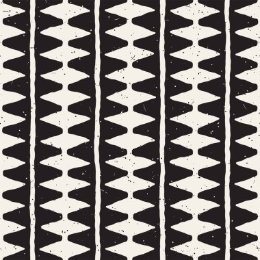 Elle çizilmiş stil soyut seamless modeli siyah beyaz. Retro serbest çentikli çizgiler doku.