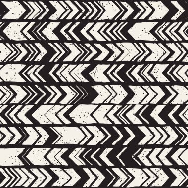 Vektör Dikişsiz serbest desen. Tek renkli yazdırma elle çizilmiş chevron Tekstürlü doodle. Modern grafik tasarım.