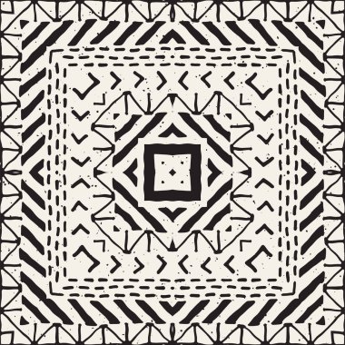 Dikişsiz desen etnik ve kabile. Elle çizilmiş süs şeritler. Siyah ve beyaz, tekstil baskı. Vektör geometrik arka plan.