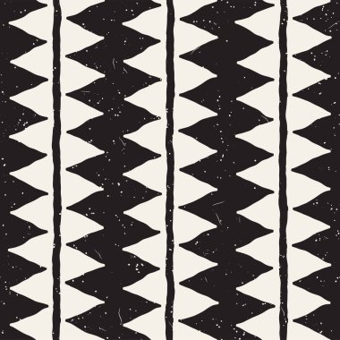 Elle çizilmiş stil soyut seamless modeli siyah beyaz. Retro serbest çentikli çizgiler doku.