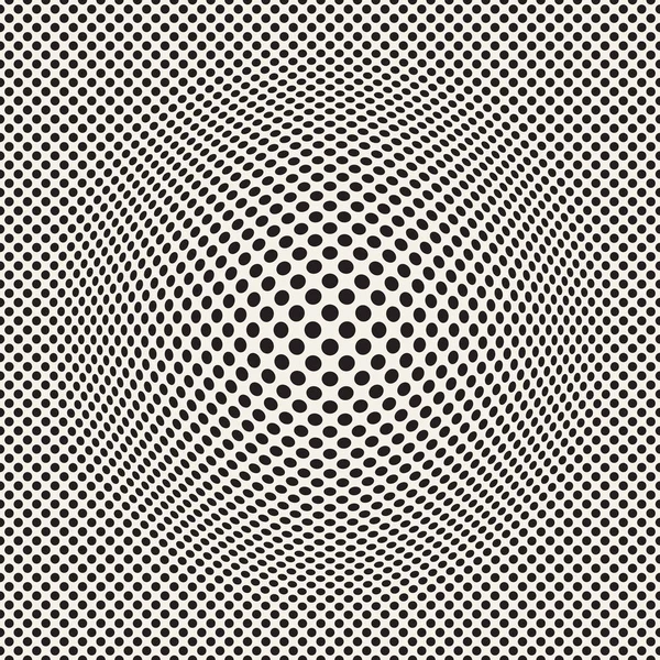 半色调膨胀效应光学错觉 抽象的几何背景设计 矢量无缝复古黑白图案 — 图库矢量图片