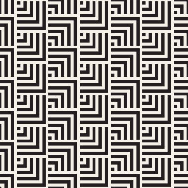 Vektörsüz mozaik çizgiler. Modern stil soyut doku. Çizgili elementlerle geometrik fayanslar tekrarlanıyor