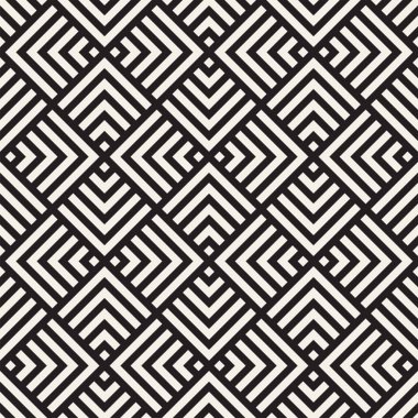 Vektörsüz mozaik çizgiler. Modern stil soyut doku. Çizgili elementlerle geometrik fayanslar tekrarlanıyor