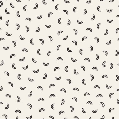 Sorunsuz vektör kaotik desen. Geometrik şekiller rastgele dağılmış. Retro arka plan