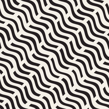 El dağınık dalgalı çizgiler tek renkli doku çekilmiş. Vektör sorunsuz siyah-beyaz desen